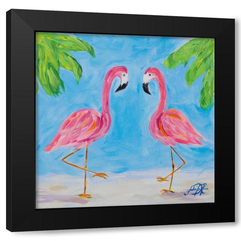 Fancy Flamingos III Black Modern Wood Framed Art Print with Double Matting by DeRice, Julie