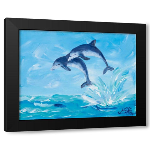 Soaring Dolphins I Black Modern Wood Framed Art Print with Double Matting by DeRice, Julie