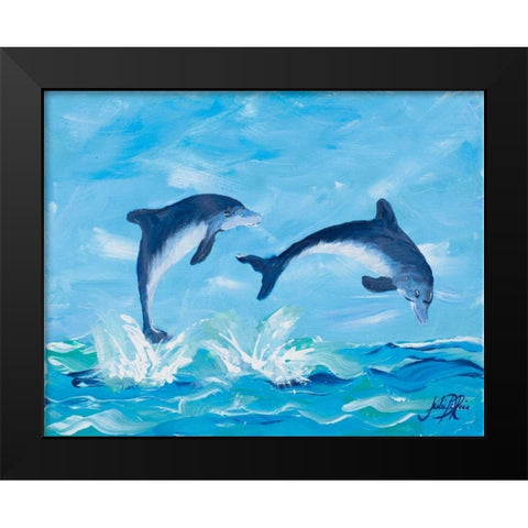 Soaring Dolphins II Black Modern Wood Framed Art Print by DeRice, Julie