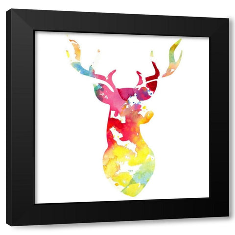 Golden Deer Bust Black Modern Wood Framed Art Print by Studio, Sd Graphics
