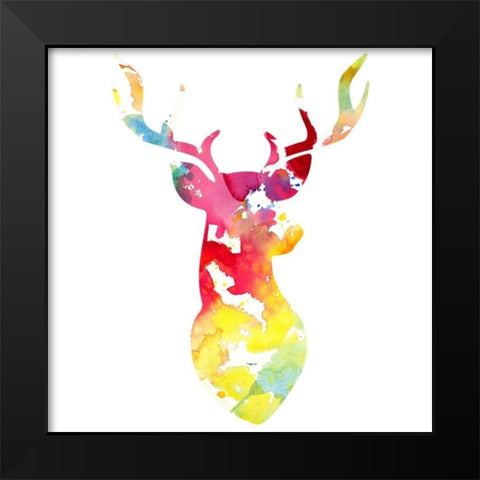 Golden Deer Bust Black Modern Wood Framed Art Print by Studio, Sd Graphics