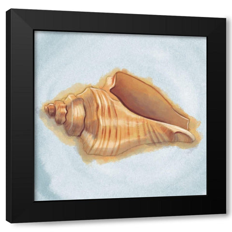 Coastal Treasures on Blue IV Black Modern Wood Framed Art Print with Double Matting by Josefina