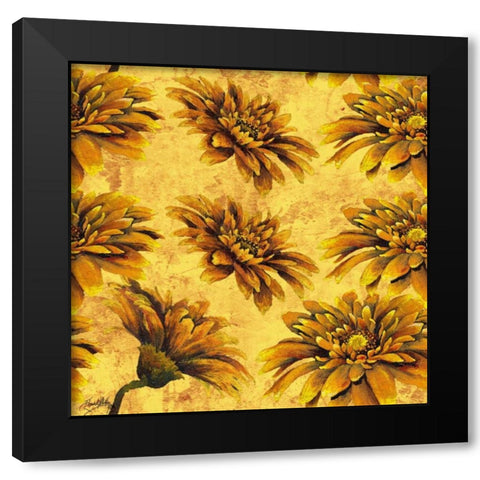 Yellow Floral Pattern I Black Modern Wood Framed Art Print with Double Matting by Medley, Elizabeth
