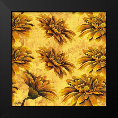 Yellow Floral Pattern I Black Modern Wood Framed Art Print by Medley, Elizabeth