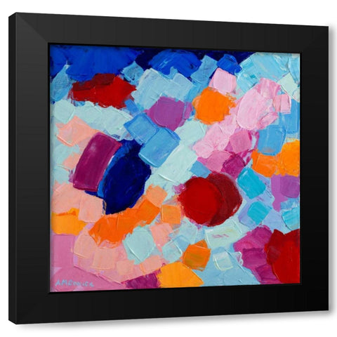 Flower Amoebic Party II Black Modern Wood Framed Art Print with Double Matting by Coolick, Ann Marie