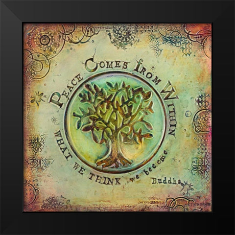Peace Comes From Within I Black Modern Wood Framed Art Print by Kinnison, Carolyn