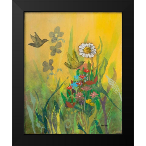 Waking Up with Sunshine Black Modern Wood Framed Art Print by Maria, Robin