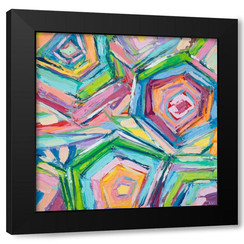 Beach Umbrellas Black Modern Wood Framed Art Print with Double Matting by Coolick, Ann Marie