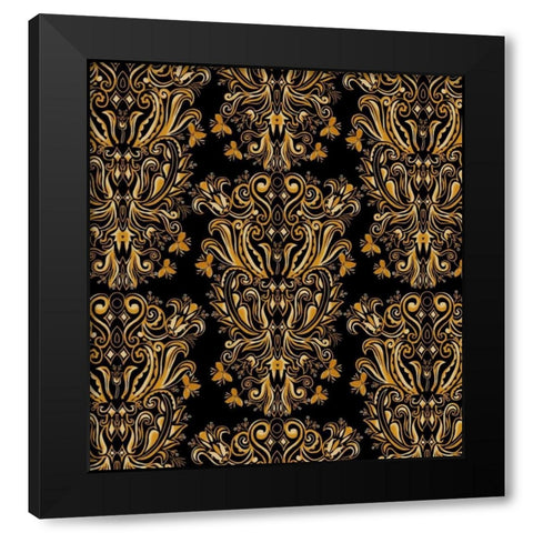 Damask I Black Modern Wood Framed Art Print with Double Matting by Biscardi, Nicholas