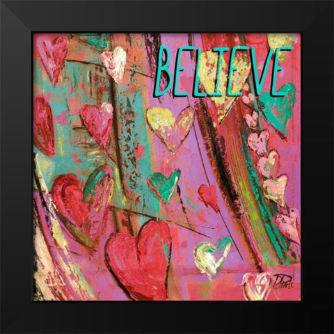 Hippie Hearts Inspired II Black Modern Wood Framed Art Print by Pinto, Patricia