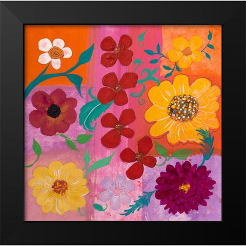 Floral Pattern I Black Modern Wood Framed Art Print by Maria, Robin