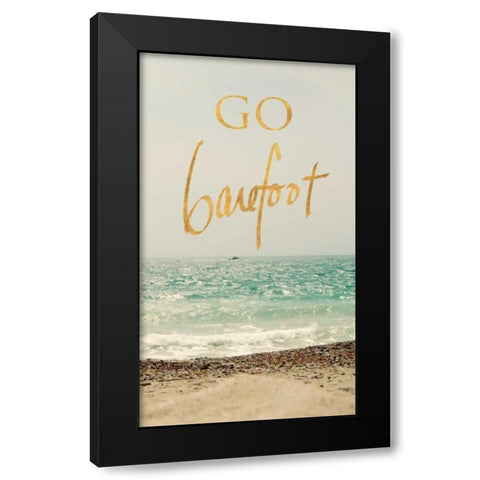 Go Barefoot Beach Black Modern Wood Framed Art Print by Gardner, Sarah