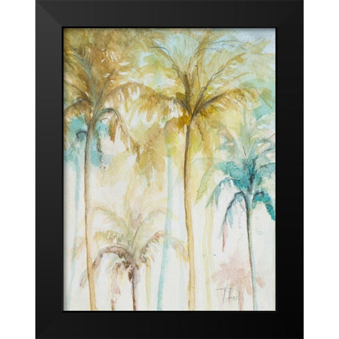 Watercolor Palms in Blue II Black Modern Wood Framed Art Print by Pinto, Patricia