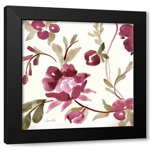 French Floral in Marsala Black Modern Wood Framed Art Print with Double Matting by Loreth, Lanie