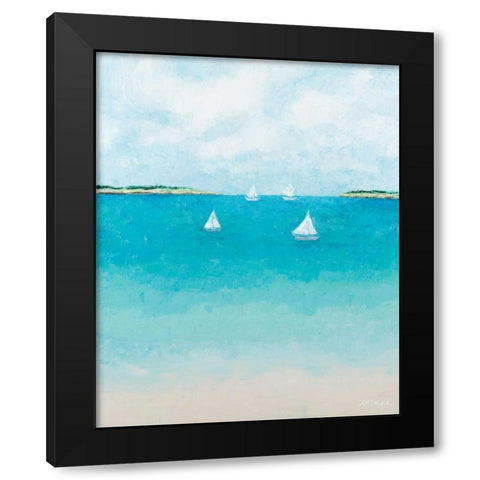 Baby Beach Sailboats Black Modern Wood Framed Art Print with Double Matting by Coolick, Ann Marie