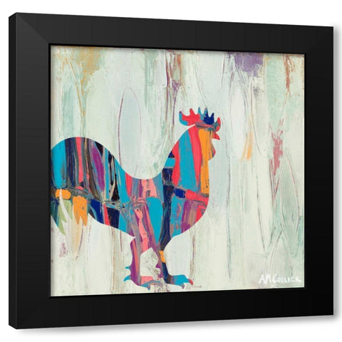 Rhizome Rooster Black Modern Wood Framed Art Print with Double Matting by Coolick, Ann Marie