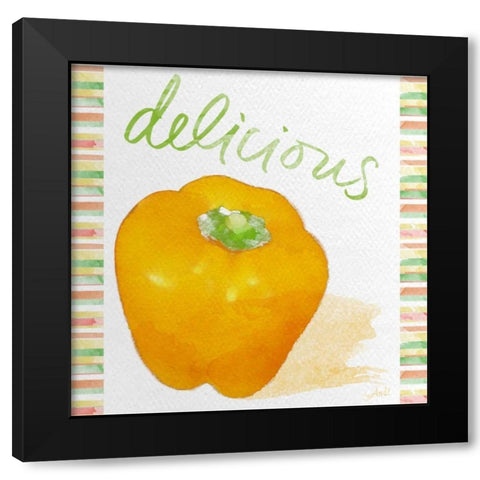 Watercolor Pepper I Black Modern Wood Framed Art Print with Double Matting by Metz, Andi