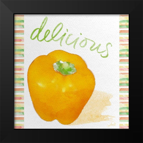 Watercolor Pepper I Black Modern Wood Framed Art Print by Metz, Andi