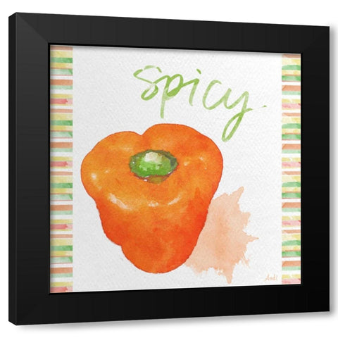 Watercolor Pepper II Black Modern Wood Framed Art Print by Metz, Andi