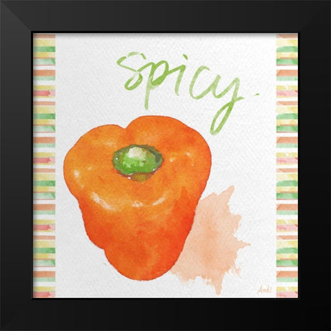 Watercolor Pepper II Black Modern Wood Framed Art Print by Metz, Andi