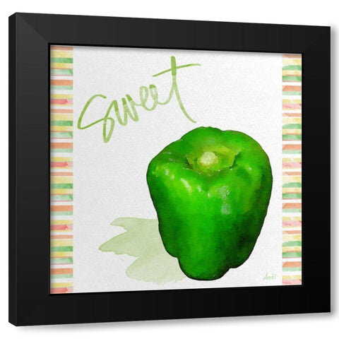 Watercolor Pepper III Black Modern Wood Framed Art Print with Double Matting by Metz, Andi