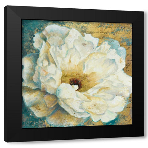 Zuzu Peony Gold I Black Modern Wood Framed Art Print with Double Matting by Pinto, Patricia