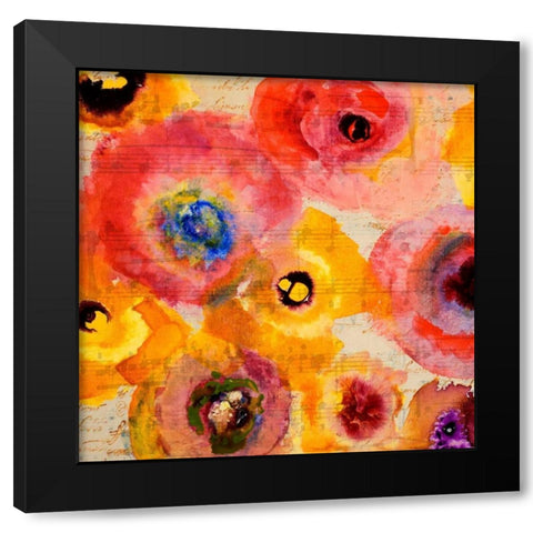 Red Musical Floral Black Modern Wood Framed Art Print with Double Matting by Loreth, Lanie