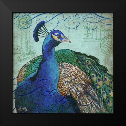 Parisian Peacock I Black Modern Wood Framed Art Print by Medley, Elizabeth