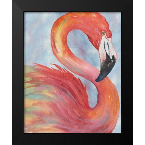Tropical Flamingo Black Modern Wood Framed Art Print by Medley, Elizabeth