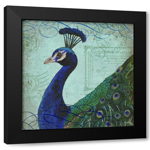 Parisian Peacock II Black Modern Wood Framed Art Print with Double Matting by Medley, Elizabeth