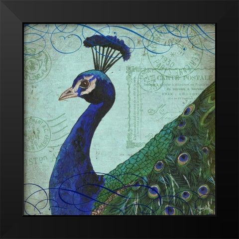 Parisian Peacock II Black Modern Wood Framed Art Print by Medley, Elizabeth