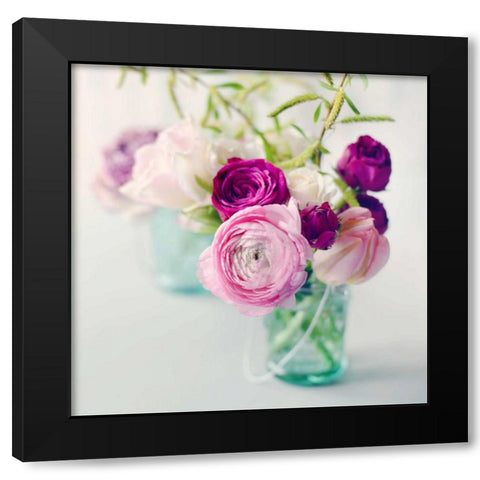 Pink Ranunculus Black Modern Wood Framed Art Print by Gardner, Sarah