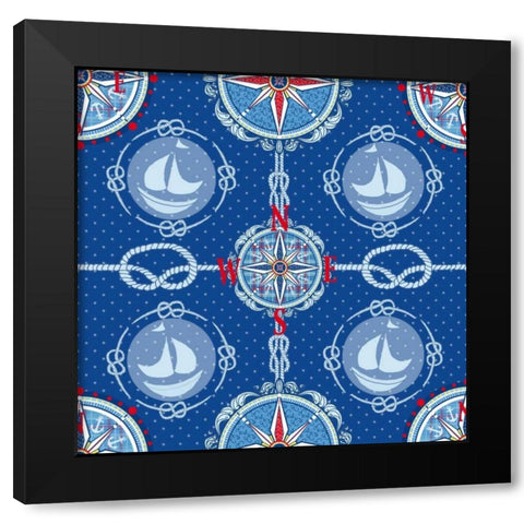 Nautical Navigation Pattern IV Black Modern Wood Framed Art Print by Metz, Andi