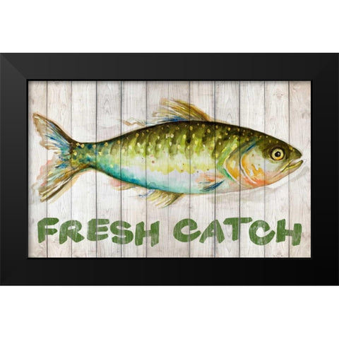 Watercolor Fish on Wood II Black Modern Wood Framed Art Print by Pinto, Patricia