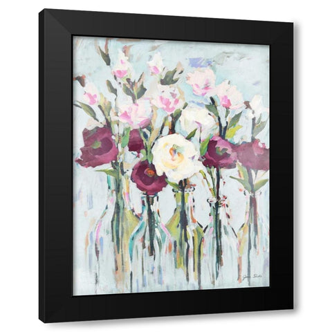 Violet Romantic Blossoms Black Modern Wood Framed Art Print by Slivka, Jane