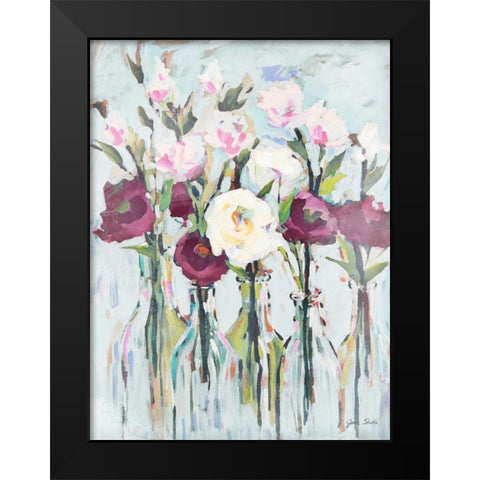Violet Romantic Blossoms Black Modern Wood Framed Art Print by Slivka, Jane