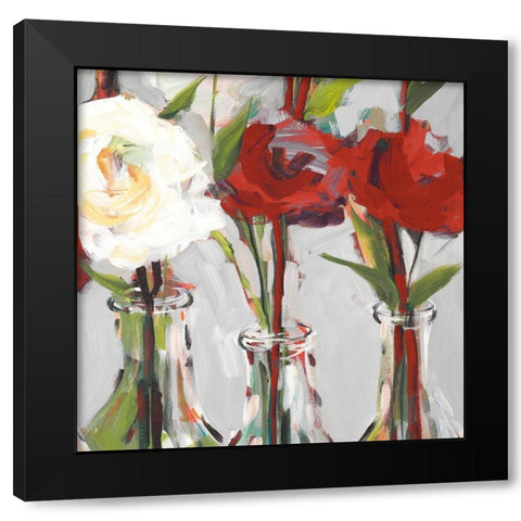 Red Romantic Blossoms I Black Modern Wood Framed Art Print by Slivka, Jane