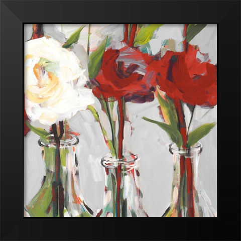 Red Romantic Blossoms I Black Modern Wood Framed Art Print by Slivka, Jane