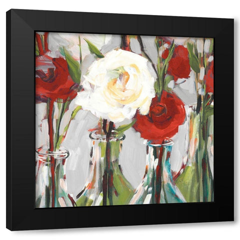 Red Romantic Blossoms II Black Modern Wood Framed Art Print by Slivka, Jane