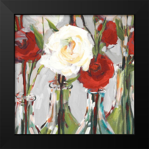 Red Romantic Blossoms II Black Modern Wood Framed Art Print by Slivka, Jane