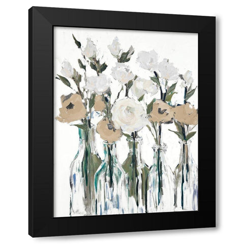 Cream Romantic Blossoms Black Modern Wood Framed Art Print with Double Matting by Slivka, Jane