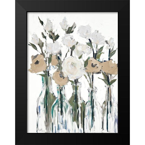 Cream Romantic Blossoms Black Modern Wood Framed Art Print by Slivka, Jane