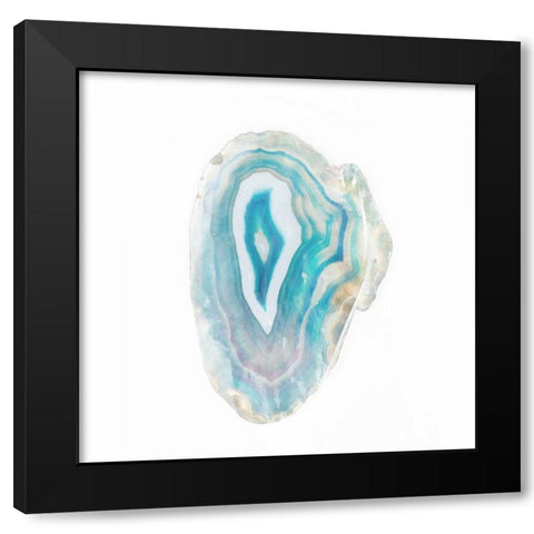 Blue Watercolor Agate Square Black Modern Wood Framed Art Print with Double Matting by Bryant, Susan