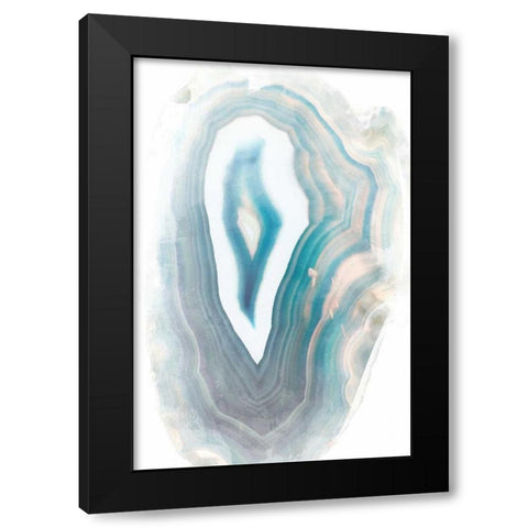 Blue Watercolor Agate Rectangle Black Modern Wood Framed Art Print by Bryant, Susan