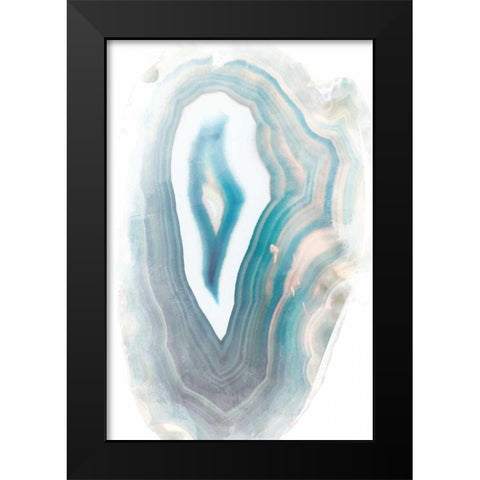 Blue Watercolor Agate Rectangle Black Modern Wood Framed Art Print by Bryant, Susan