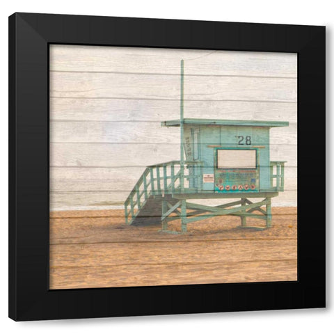 Lifeguard House On Wood Black Modern Wood Framed Art Print by Bryant, Susan