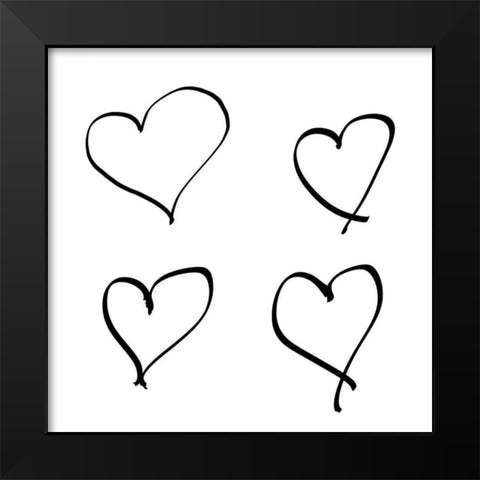 Handmade Hearts I Black Modern Wood Framed Art Print by SD Graphics Studio