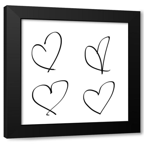 Handmade Hearts II Black Modern Wood Framed Art Print with Double Matting by SD Graphics Studio