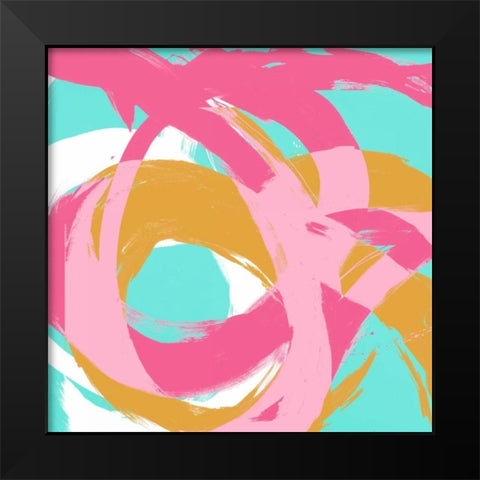 Pink Circular Strokes I Black Modern Wood Framed Art Print by Morris, Megan