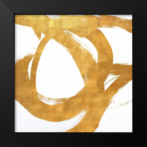 Gold Circular Strokes I Black Modern Wood Framed Art Print by Morris, Megan